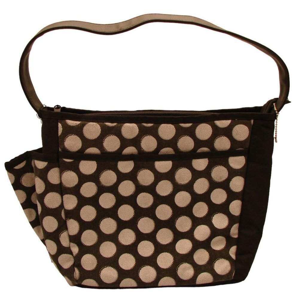 Fit & Fresh Insulated Lunch Bag Tote Black White Polka Dot Side Drink Holder